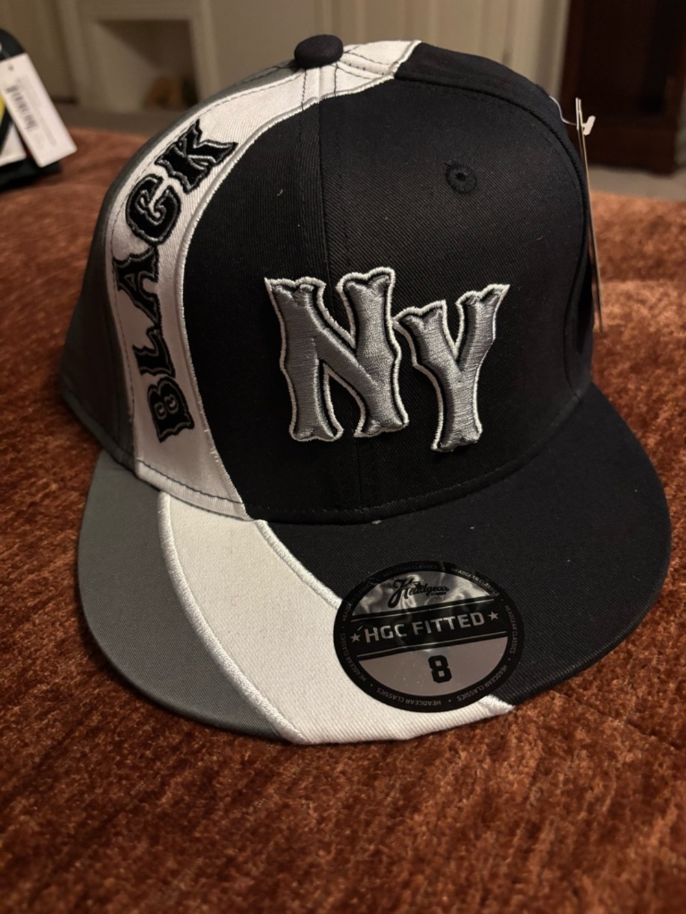 NY Embroidered Fitted Cap - Black & Gray